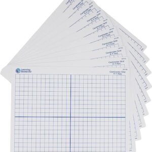 Learning Resources 9"x 11" Double Sided X-Y Axis Dry Erase Mats, Graphing, Math Classroom Accessories, Teaching Aids, Set of 10, Ages 6+